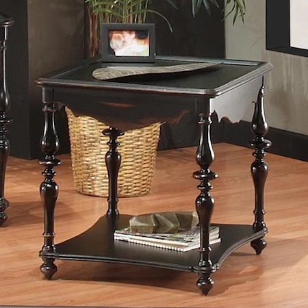 Rectangular End Table with Base Shelf